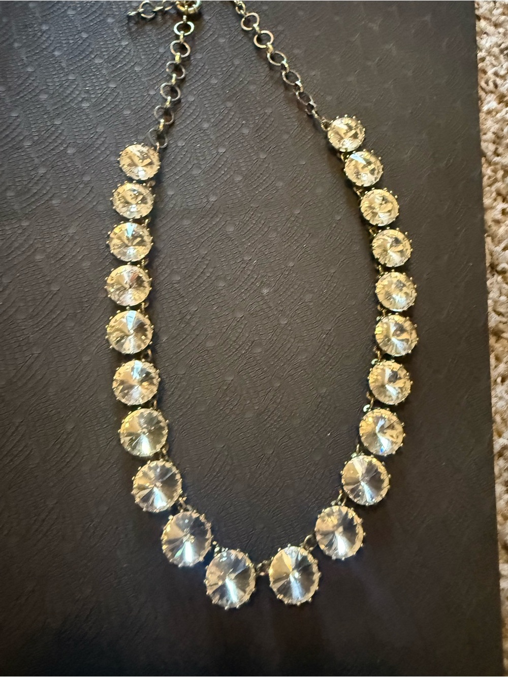 Crystal Statement Necklace in Clear Gold-Tone3